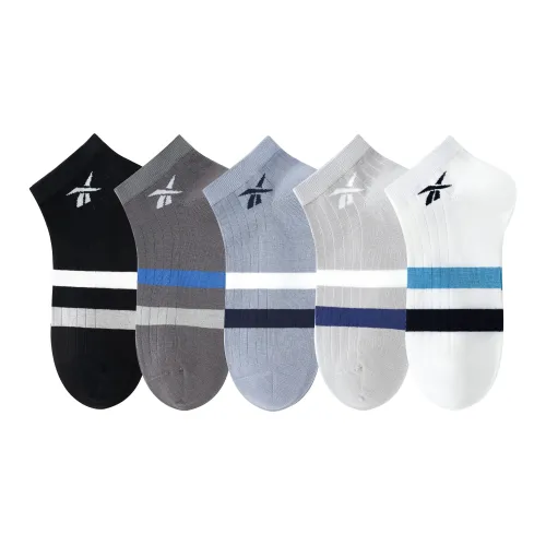 Reebok [5 пар] Белый + Светло-серый + Синий + Темно-серый + Черный Мужские носки No Show