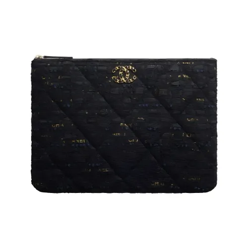 CHANEL 19Bag Twill Soft Woolen Pouch Clutch Women's Black Marine Blue Gold CHANEL 19Bag Твил Мягкий Шерстяной Сумочка Клатч Женская Черный Морской Синий Золото