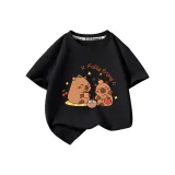 [Капибара 100% хлопковая футболка] Черный