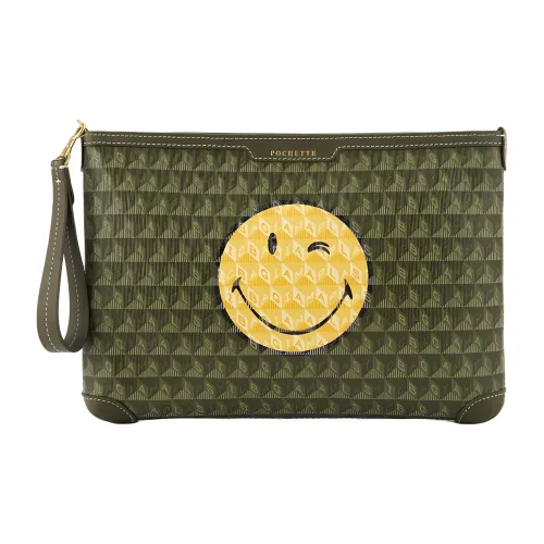 Anya Hindmarch Покрытый холст клатч женский зеленый