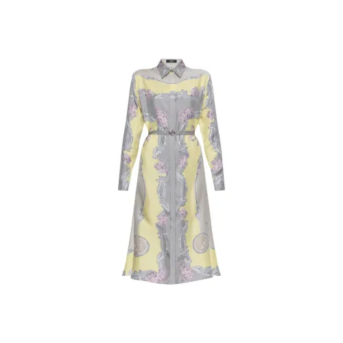 VERSACE Длинное платье с длинными рукавами женское многоцветное