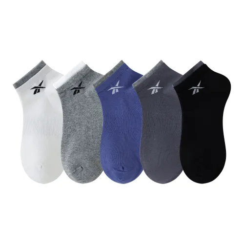 Reebok совместный бренд [5 пар] Белый + Светло-серый + Синий + Темно-серый + Черный мужские носки No Show