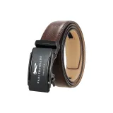 Чёрные линзы / металлическая пряжка +60-С с рельефом, коричневый ремешок