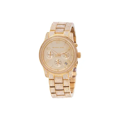 MICHAEL KORS Runway Collection Женские часы Кварцевый механизм Ремешок из нержавеющей стали 38 мм Золотой циферблат