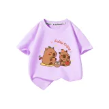 [Капибара 100% хлопковая футболка] Фиолетовый