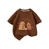 [Капибара 100% хлопковая футболка] Темно-кофейный