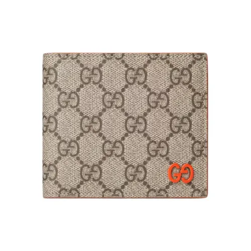 GUCCI GG Supreme Кожа Внутренняя отделка Кошелек Мужской Бежевый и Темно-коричневый