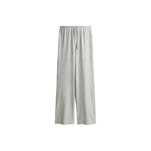 H&M Белый / Серый Полосы Женские Повседневные Брюки