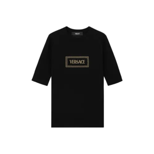 VERSACE Стандартная футболка женская черная