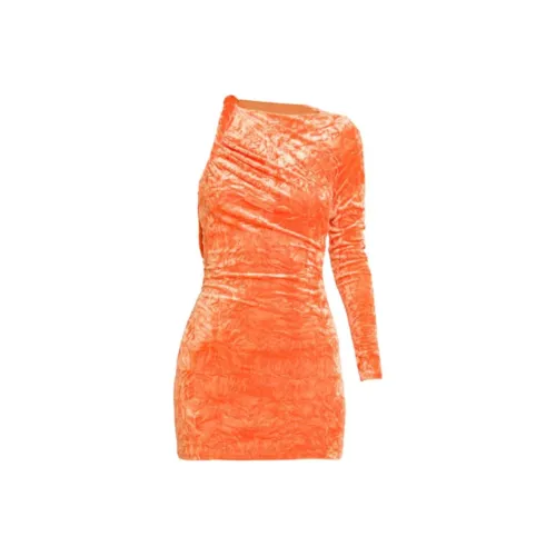 VERSACE Длинное платье с длинными рукавами женское оранжевое