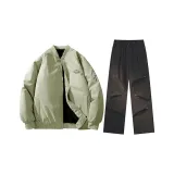 Комплект одежды (Гороховый зеленый топ + черные штаны)