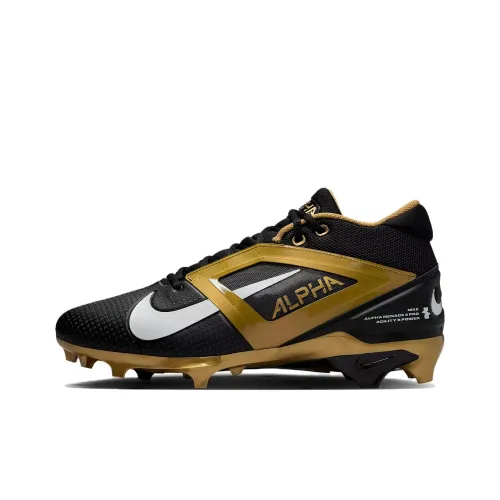 Nike Alpha Menace 4 Pro Slip-Resistant Abrasion-Resistant Football Cleats Unisex Black Gold Найк Alpha Menace 4 Pro противоскользящие устойчивые к истиранию футбольные бутсы унисекс черный золотой