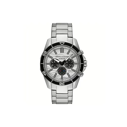 ARMANI EXCHANGE AE ARMANI Мужские часы Кварцевый механизм Ремешок из нержавеющей стали 44 мм Белый циферблат