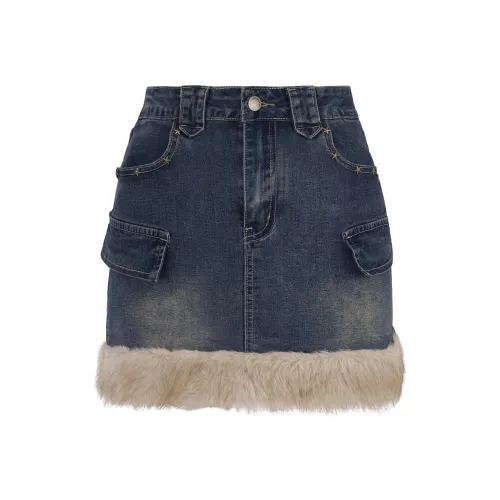 UNIFREE Джинсовые короткие юбки Женские Винтажный синий