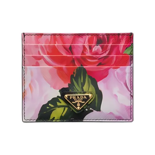 PRADA Saffiano Кожа Держатель для карт Женский Черный и Разноцветный