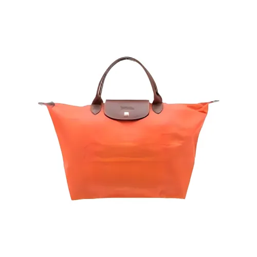 LONGCHAMP Le Pliage ПУ (полиуретан) Холст с кожей Комбинированный Пельмени Сумка Средний Женская Апельсиновая