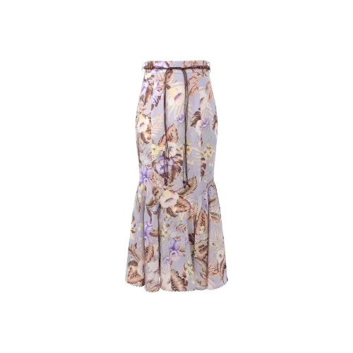 Zimmermann SS25 Повседневный Длинный Юбка Женская Розовый Синий