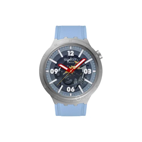 Коллекция Swatch Essentials Кварцевый механизм Мужские часы Часы 47 мм Черепный циферблат Корпус из нержавеющей стали Силиконовый ремешок