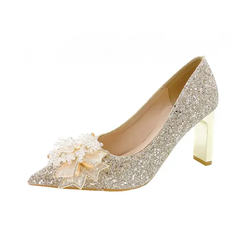 ALXNAN Грубый каблук Высокие каблуки Женские Шампанское