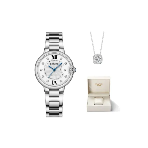 POSCER Мода Синий Воздушный шар Кварцевый механизм Нержавеющая сталь Ремешок Часы Женские часы Белый циферблат