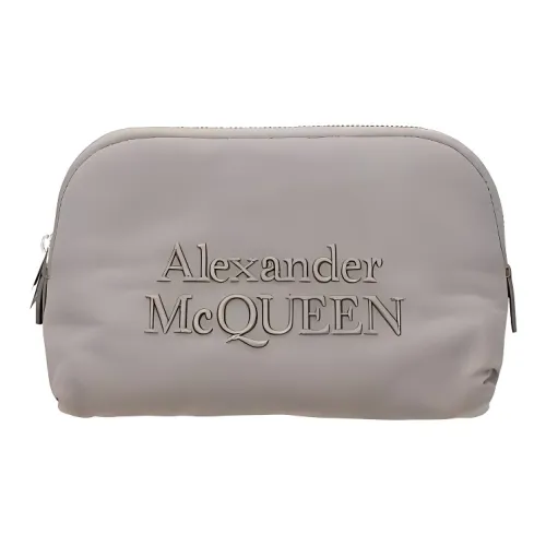 Alexander McQueen Ткань с кожаными вставками клатч женский серый