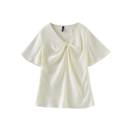 OUNIXUE Абрикос Женские Шифоновые Рубашки