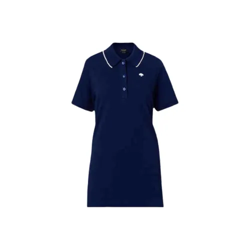 Kate Spade SS25 Короткий рукав Платье Женское Морской синий