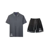 Комплект одежды (Темно-серая поло + черные шорты)