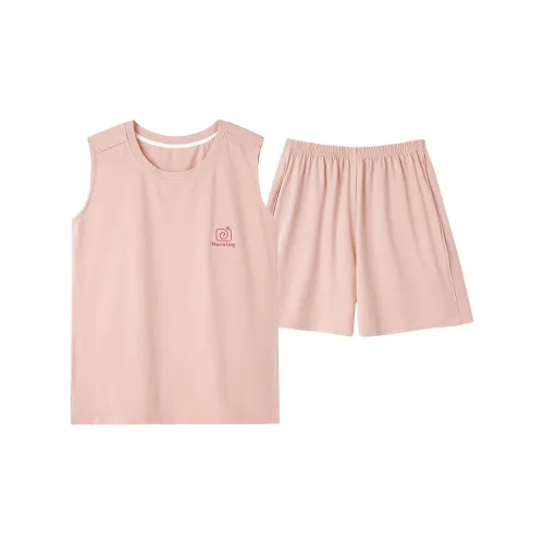 QIAOJIAREN Светло-розовый женский пижамный комплект