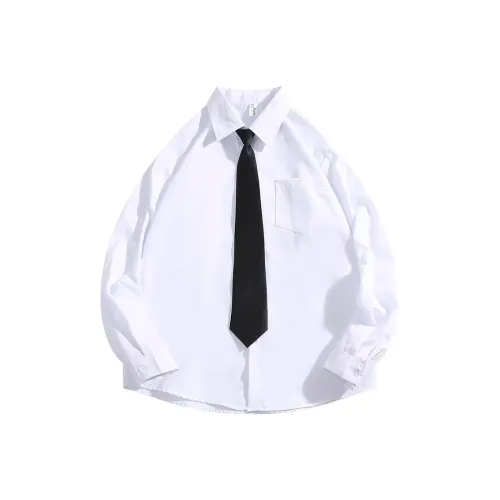 Bubble Trap Белая Рубашка [Бесплатно Черный Галстук] Мужские Рубашки