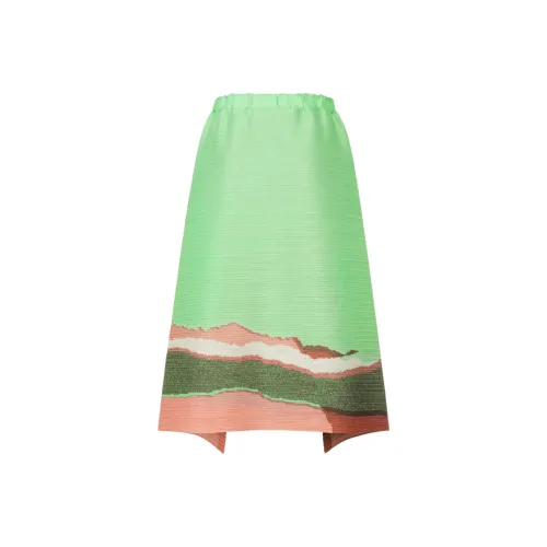 PLEATS PLEASE ISSEY MIYAKE Повседневная длинная юбка женская зеленая