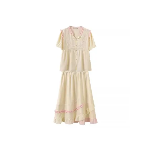 YUNFEIXIU Повседневный костюм модный большой размер элегантность утягивающий топ и юбка двухкомпонентный летний комплект для женщин