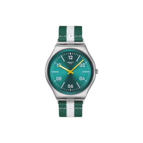 Коллекция Swatch Essentials Кварцевый механизм Унисекс Часы 42*45,6 мм Зеленый циферблат Корпус из нержавеющей стали Тканевый ремешок