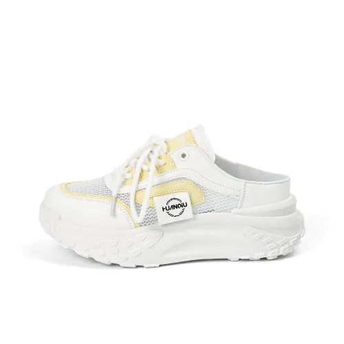 HUANQIU Резиновая подошва кожа пэчворк устойчивая к истиранию противоскользящие домашние тапочки женские бежево-желтые