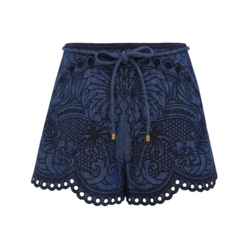 Zimmermann SS25 Лето Swimsuit Collection Джинсовые шорты Женские Синий