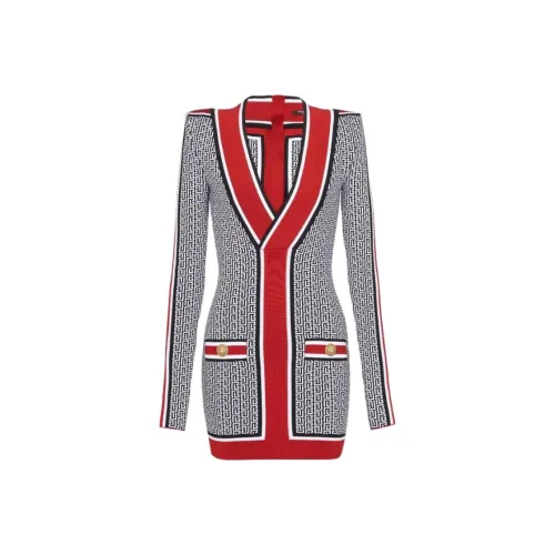 BALMAIN Многоцветные Женские Длинные Платья с Рукавами