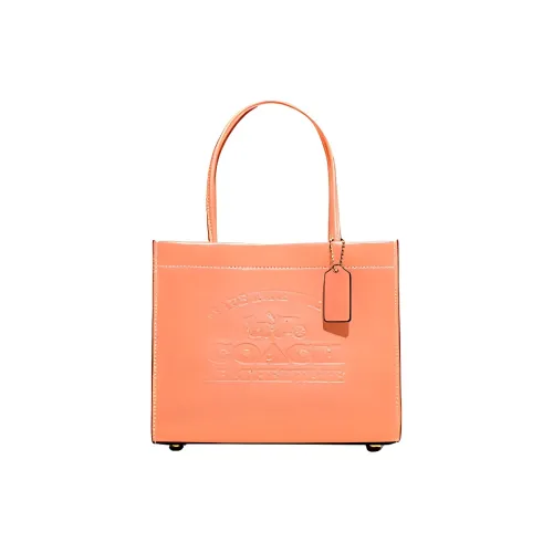 COACH Cashin Кожа Музыкальный Score Тоут Сумка Сумка для покупок Сумка через плечо Сумка на одно плечо Маленькая женская оранжево-розовая