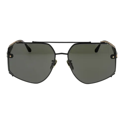 Linda Farrow Титан Авиатор Солнцезащитные очки Женские Черный