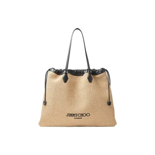 Jimmy Choo Raffia Телячья кожа Тоут Сумка Сумка для покупок Сумка Большая Женская Естественная
