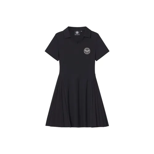 Палладий Короткий рукав Платье Женское Свинцово-черное