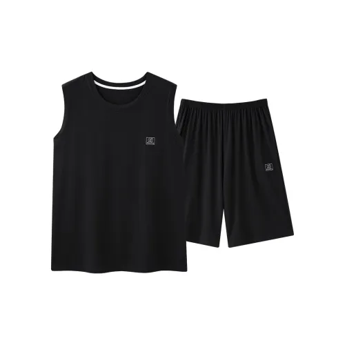 QIAOJIAREN Черный мужской комплект пижам