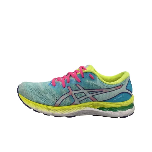 Asics Gel Nimbus 23 Low Топ Беговые кроссовки Женские Зеленый Розовый