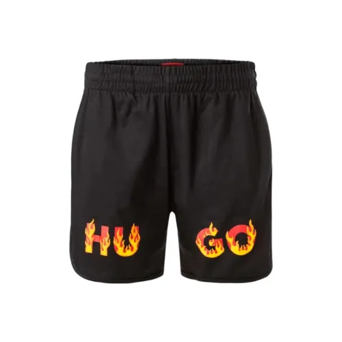 Hugo Boss Пламя с логотипом шорты для пижмы из трикотажного хлопка повседневные мужские черные