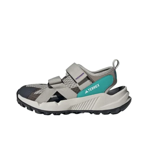 adidas Terrex Hydroterra Детские сандалии Низкий Топ Кунжут Земляной Серый/Угольный Черный/Моховый Зеленый Школьный Возраст