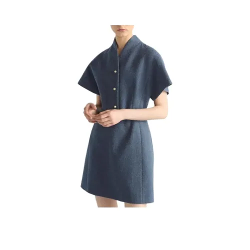 DIOR Короткий рукав Платье Женское Синее