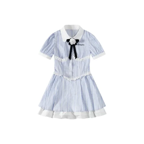 POPO.INFO Короткое платье с короткими рукавами женское