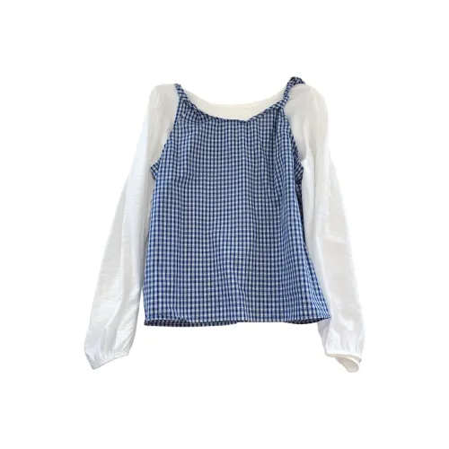 OUBO Темно-синяя клетка Женские футболки