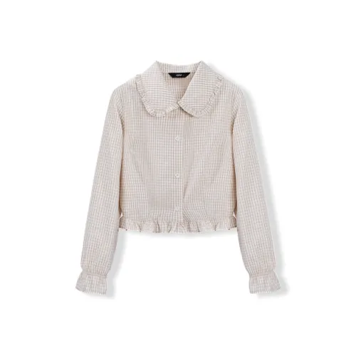 MJ STYLE Розовая клетка Женские Рубашки