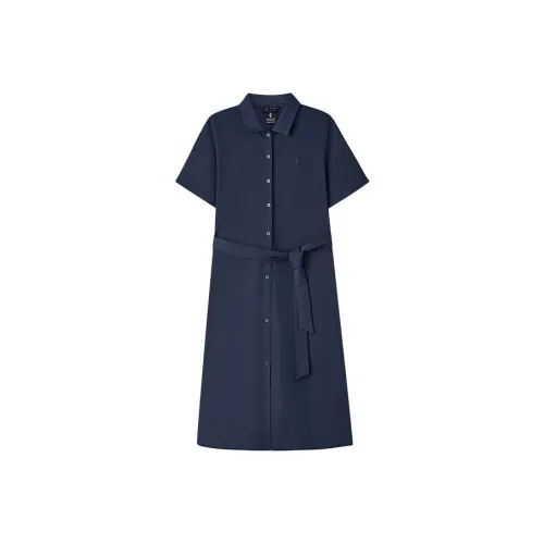 Skechers SS25 Короткий рукав Платье Женское CAPTAIN Синий 01KA