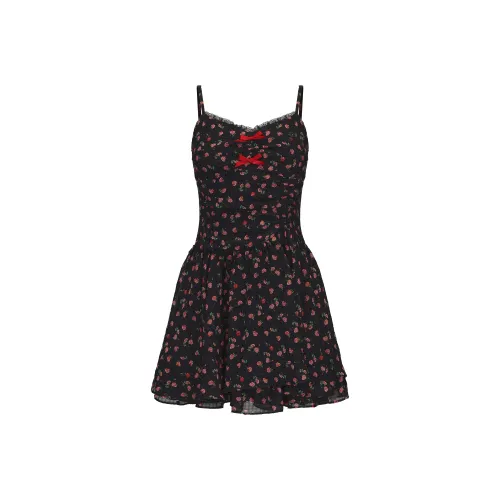 CHIWAWAMEME Красный черный Маленький Дикая ягода Цветочный Женские Слиплатья